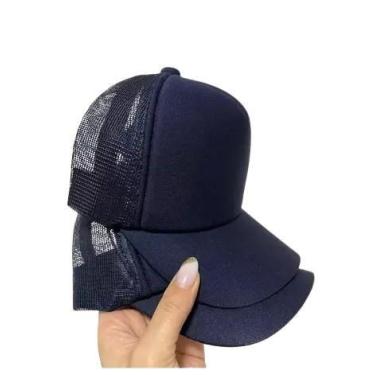 Imagem de Boné Infantil Trucker Unissex Liso Com Ajuste Tela Aba Curva - CAP, Az