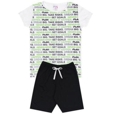 Imagem de Conjunto de Verão Infantil Masculino Blusa Branca e Shorts Preto Escri