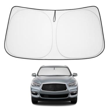Imagem de Proadsy Protetor solar para para-brisa 2025 com ajuste personalizado Infiniti QX60 2014-2021 4 camadas protetor solar frontal dobrável blocos de viseira de sol raios UV mantêm o refrigerador do carro