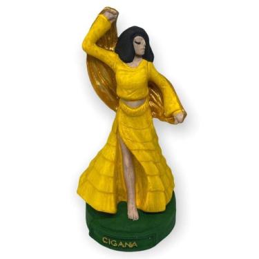 Imagem de Escultura Cigana Amarela 11 cm em Resina - Lua Mística - 100% Original