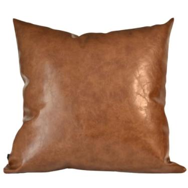 Imagem de Almofada em Couro Ecológico Caramelo Quadrada