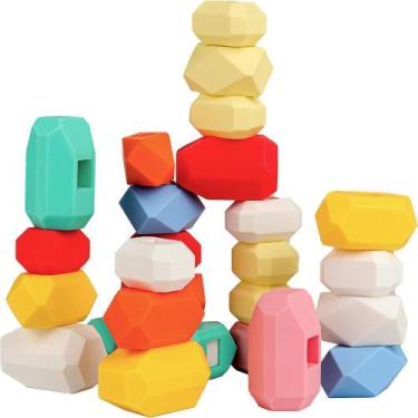Imagem de Stacking Rocks Stones D-fantix Silicone 39 unidades para crianças de 3