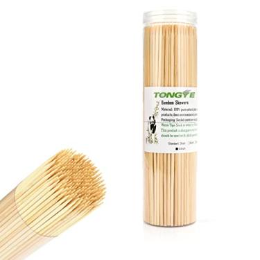 Imagem de TONGYE Espetos de bambu natural premium para churrasco Shish Kabob, grelha, aperitivo, frutas, milho, fonte de chocolate, coquetéis mais alimentos, mais opções de tamanho 10 cm/15 cm/20 cm/25 cm/30 cm (200 peças)