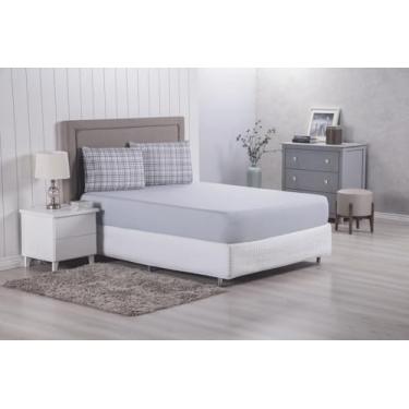 Imagem de Jogo de Lençol 3 Pçs Casal Padrão Modern Simples Percal de Poliéster 300 Fios com Elástico (Cinza)