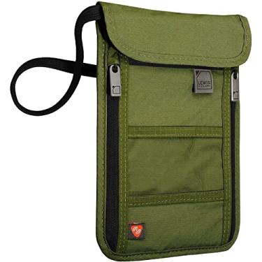 Imagem de Lewis N. Clark Armazenamento de pescoço RFID, Oliva, One Size, Carteira com bloqueio de RFID, bolsa de viagem + porta-passaportes para mulheres e homens