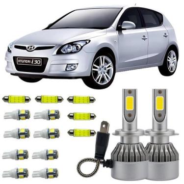 Imagem de Kit Led Farol Baixo H7 Hyundai I30 Ré Teto Placa Farolete