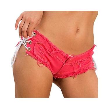 Imagem de Shorts Jeans Feminino Cintura Baixa com Detalhe em Borla - Sexy e Desf