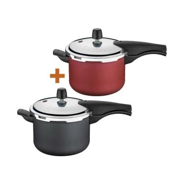 Imagem de Kit - 2 Panelas De Pressão 4,5 Vancouver 1 Grafite + 1 Vermelha - Tramontina