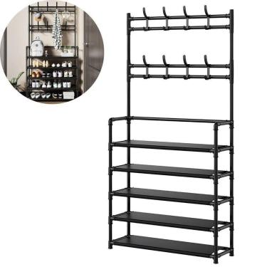Imagem de Prateleira Organizadora 5 Níveis Para Calçados E Roupas - Moderna E Funcional preto