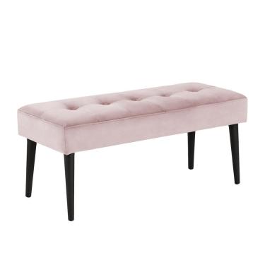 Imagem de Banco Estofado Theo 1,60m Suede Rosa Bebe - Inova Decor