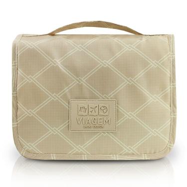 Imagem de Necessaire Com Gancho Para Viagem Estampa Listrada Jacki Design Creme