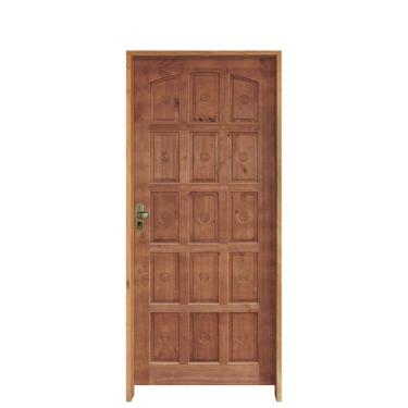 Imagem de Kit Porta De Madeira 210X82Cm Batente 11Cm Fechadura Taco De Golf Externa Torneada 15 Bicos Pinus