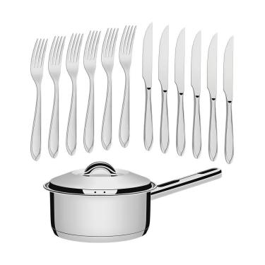 Imagem de Conjunto De 1 Panela Solar 16cm 1,4l Com 12 Talheres De Mesa Laguna Tramontina