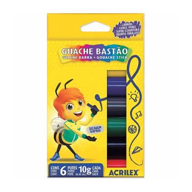 Imagem de Tinta Guache Em Bastão 6 Cores - Acrilex