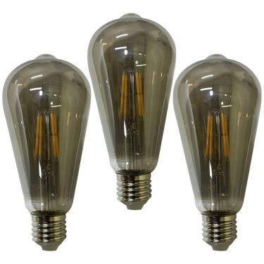 Imagem de Lampada Led 30w Multi Filamento Fume Kit 3 Uni Iluminaçao Decoraçao Luz Casa Quarto Sala Varanda Ambiente Branco Quente