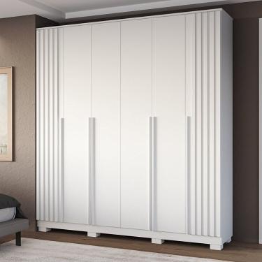 Imagem de Guarda-roupa Casal 205,2cm 6 Portas 100% Mdf Petunia Espresso Móveis Branco