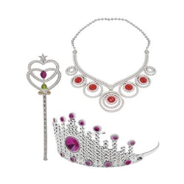 Imagem de Kit Acessorios Princesa Coroa Festa Bela Adormecida Varinha Colar Rapunzel Luxo