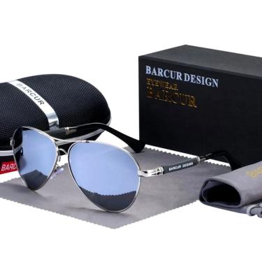 Imagem de Óculos De Sol Design Titanium Aluminio Estilo Piloto Polarizado Uv400 Prata