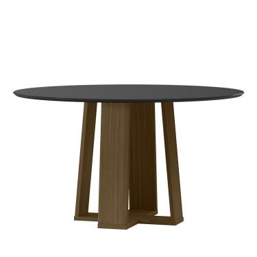 Imagem de Mesa De Jantar Isabela 135x135 Imbuia-preto Tampo Em Mdf Com Vidro - New Ceval Imbuia-preto