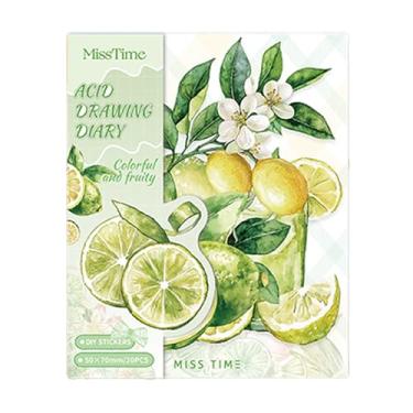 Imagem de Gryast 20 peças de adesivos Washi de frutas para junk journaling, efêmeras, adesivo PET transparente para scrapbooking, bullet journal, colagem