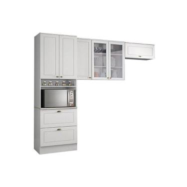 Imagem de Kit de Cozinha Modulada 3 Peças Americana (2 Armários + 1 Paneleiro) CPT05 Branco - Henn
