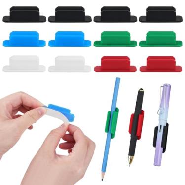 Imagem de STNRST-IN 12 porta-canetas para mesa, suporte de lápis de silicone adesivo com dois compartimentos para prancheta de parede, geladeira doméstica, porta-canetas atualizados para escola, sala de aula