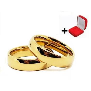 Imagem de Par de alianças tungstênio banhado a ouro 18k 6mm 14 ao 33 - Believe j