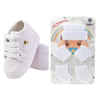 Imagem de Kit sapatinho batizado + touquinha branca - Igui Baby