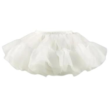 Imagem de Ubxvamm Anágua feminina de tule de camada dupla com saia bufante sem aro, tutus crinolina, 25/35/45 cm, vestido meio escorregador