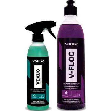 Imagem de Kit vexus limpador de motor e rodas + v-floc 500ml lavagem - marca, Se