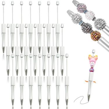 Imagem de hesong 30 canetas com contas - canetas esferográficas de plástico diy tinta preta - canetas de contas adequadas para professores, estudantes, escritório, escola, suprimentos de presente de formatura