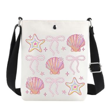 Imagem de JNIAP Pink Coquette Seashell Bolsa tiracolo Seashells Lover Gift Seashell Theme Shoulder Bag Summer Vibes Gift, Concha rosa Cb, Ajuste