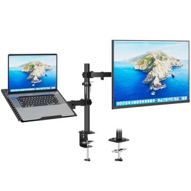 Imagem de Redbat Suporte para monitor e laptop, braço de monitor totalmente ajustável com bandeja ventilada para telas LCD de 33.0 cm a 81.3 cm e notebook de até 40.6 cm, comporta até 10 kg, compatível com VESA