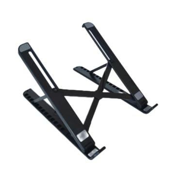 Imagem de Suporte para Notebook/Macbook e Celular, ABS Reforçado, Ajustável, 13 Posições, com Antiderrapante, Dobrável, com Sacola de Transporte (Preto)