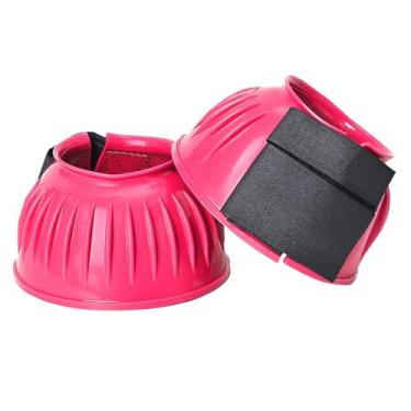 Imagem de HILASON Botas de sino de borracha Western Horse com nervuras de PVC com gancho duplo e laço para treinamento, proteção e absorção de choque