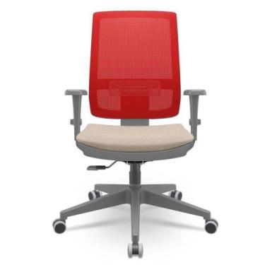 Imagem de Cadeira Brizza Diretor Grafite Tela Vermelha Assento Poliester Fendi B