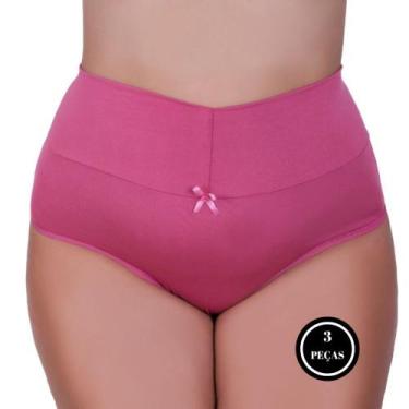 Imagem de Kit 3 Calcinha Plus Size Cintura Alta Tanga Grande Cós Alto 50 ao 56 -