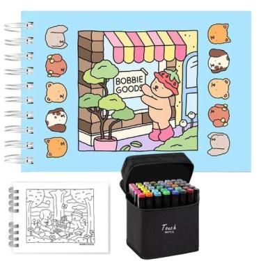 Imagem de Livro para Pintar + Canetas Artísticas 48 Cores  Ideal para Criança - 