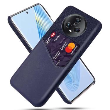 Imagem de Capa para Honor Magic5,Anti-deslizamento,Proteção contra quedas de 360°,Resistência à impressão digital,Tela e caso de couro PU com 1 slot de cartão atrás-Blue