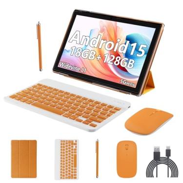 Imagem de Tablet Android 14 de 10 polegadas, tablets 2 em 1 com teclado/mouse/capa/caneta, 8 GB de RAM + 64 GB de ROM/expansão de 1 TB, processador quad-core de 1,8 GHz, tela sensível ao toque HD 1280 x 800,