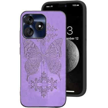 Imagem de DAMONDY Capa para BLU G64L, lindas capas de telefone 3D com borboleta de flores para mulheres, meninas, meninos, capa completa de TPU macio à prova de choque para BLU G64L - roxo