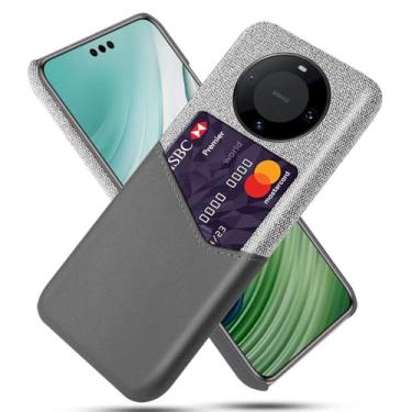 Imagem de Capa para Huawei Mate 60,Anti-deslizamento,Proteção contra quedas de 360°,Resistência à impressão digital,Tela e caso de couro PU com 1 slot de cartão atrás-Gray