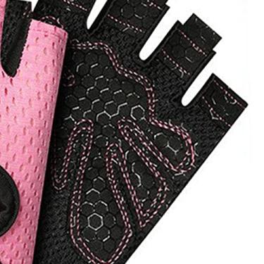 Imagem de Luvas de Treino, Luvas de Fitness Luvas de Treino para Homens e Mulheres Luvas de Exercício para Levantamento de Peso Ciclismo Treinamento Meio Dedo (Rosa)