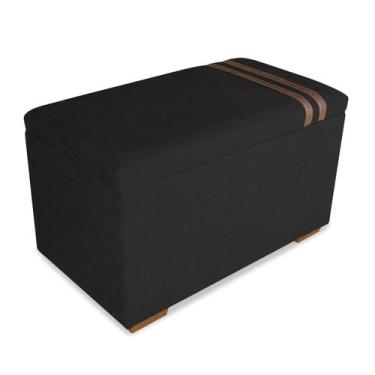 Imagem de Recamier Puff Baú Decorativo Funcional Organizador no Boucle com Cinto