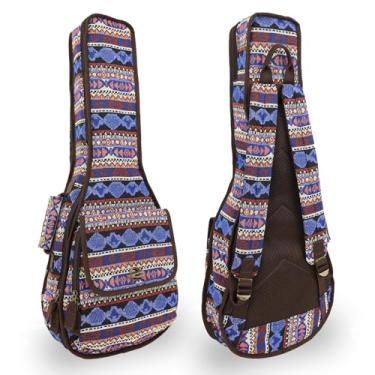 Imagem de Mochila Gig Bag Tenor Ukulele de 66 cm, tecido tribal com proteção acolchoada com estampa boêmia - azul, várias cores