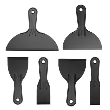 Imagem de SQXBK 6 peças de plástico raspador de papel de parede faca de massa espátula preta ferramenta de rodo aplicador utensílio de lavagem branca