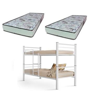 Imagem de Beliche 100% Ferro/Aço Cristal Vira 2 Camas C/grade Proteção e Escada 