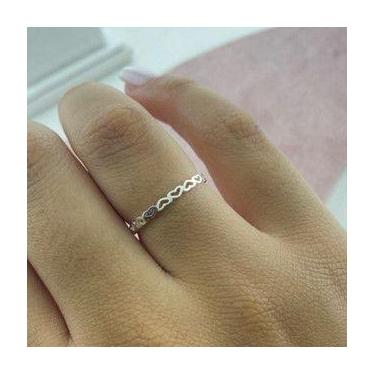 Imagem de Anel Feminino Elo Coração Prata 925 Legítima - Sem marca, Prata, 24