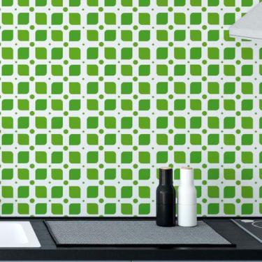Imagem de Papel De Parede Adesivo Folhas Geométrico Verde Cozinha 12m - DELIQUAD