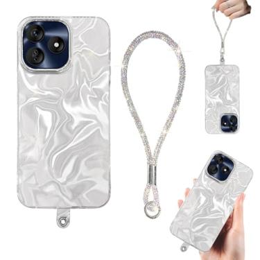 Imagem de DAMONDY Capa para celular BLU G64L, com glitter, linda, fina, à prova de choque, fina, de cristal 3D, com cordão de pulso, para mulheres e meninas, capa protetora de TPU macio para BLU G64L 2025